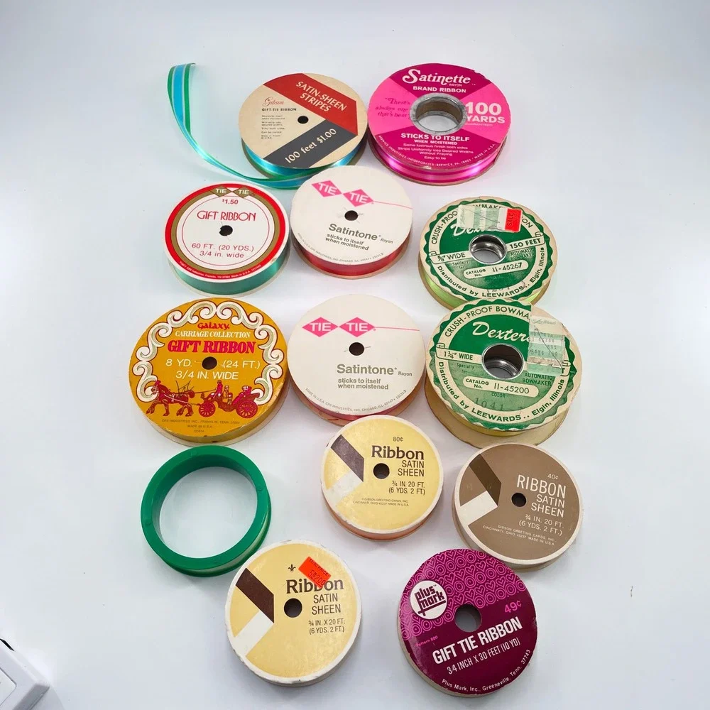 Vintage Quality All Occasion Ribbon Lot of 12 Multi Colors Widths Craft Supply